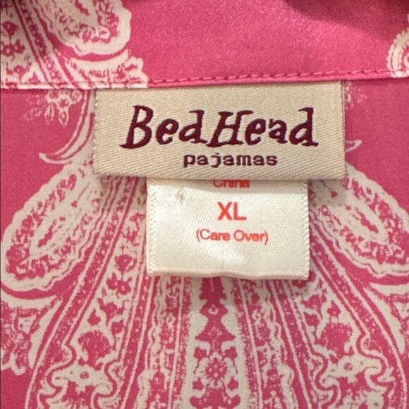 BEDHEAD PAJAMAS 100% Silk Pink & White Paisley Long Sleeve Matching Pajama Set - Picture 10 of 14